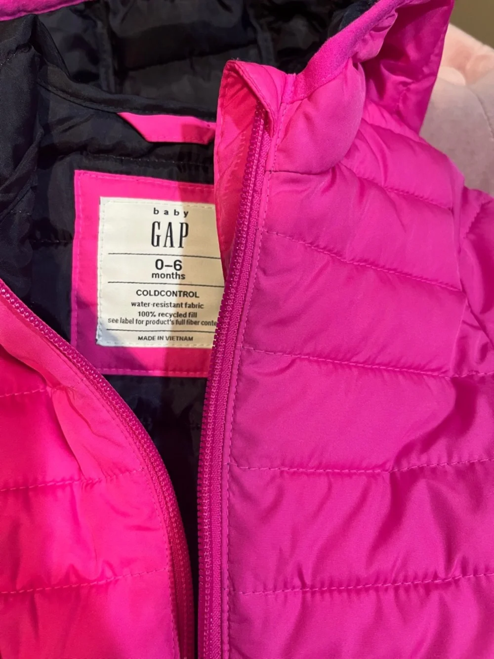 Baby Gap Hooded Puffer Jacket - Bright Pink - Picture 3 of 6